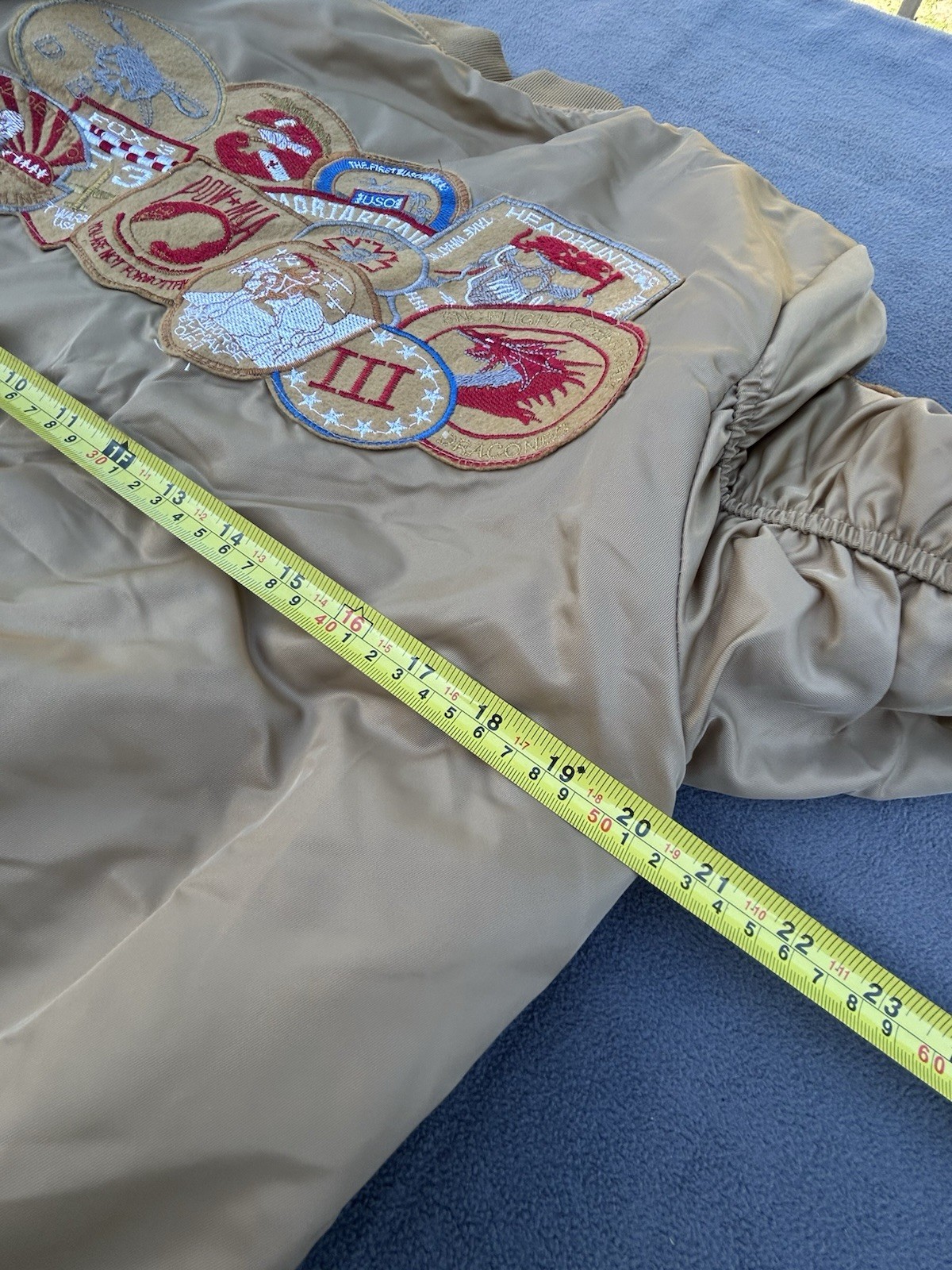 American Stitch Bomber Jacket Small Military Patch Flight MA-1 Tan USA