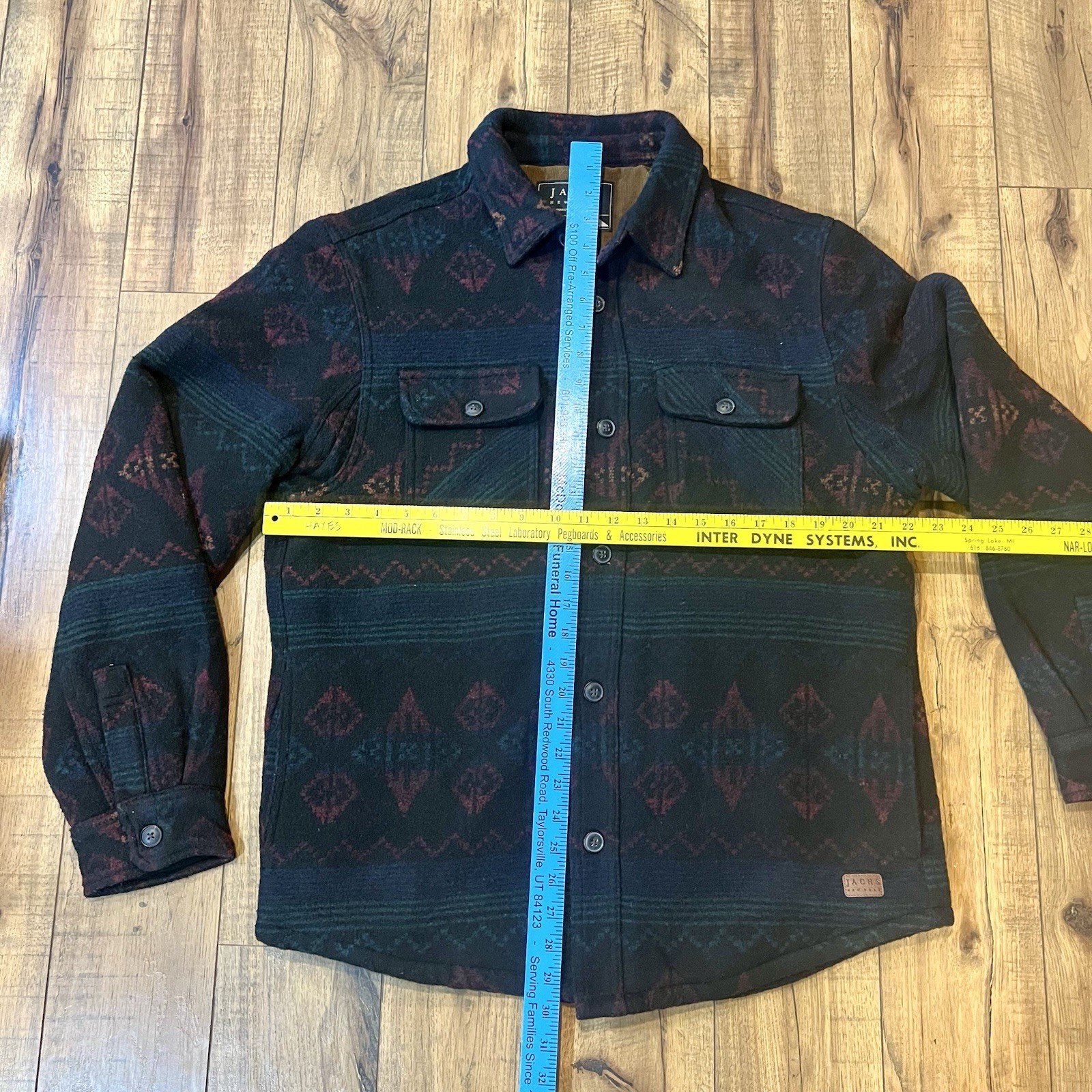 Jachs New York Aztec Wool Blend Jacket Mens M Southwest Sherpa Lined Shacket