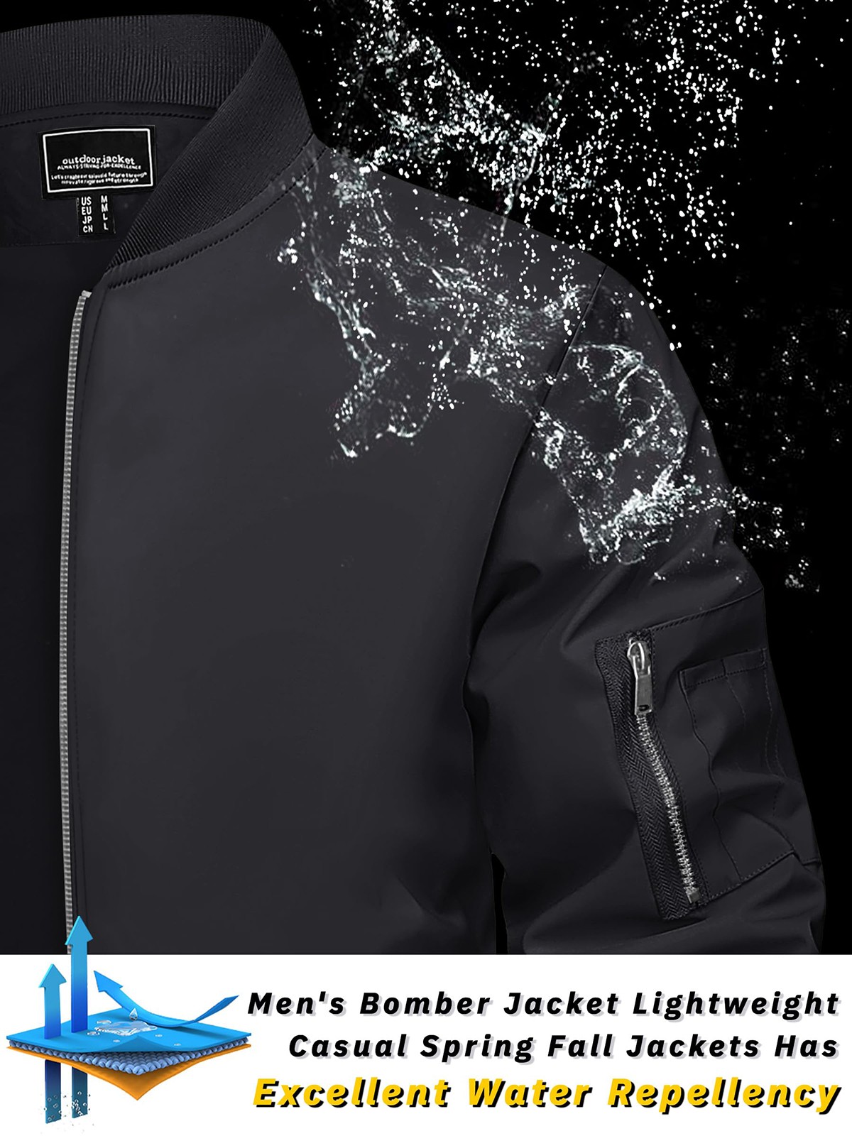 Men’s Lightweight Bomber Jacket Spring Fall Thin Casual Coat Full-Zip Work Coats