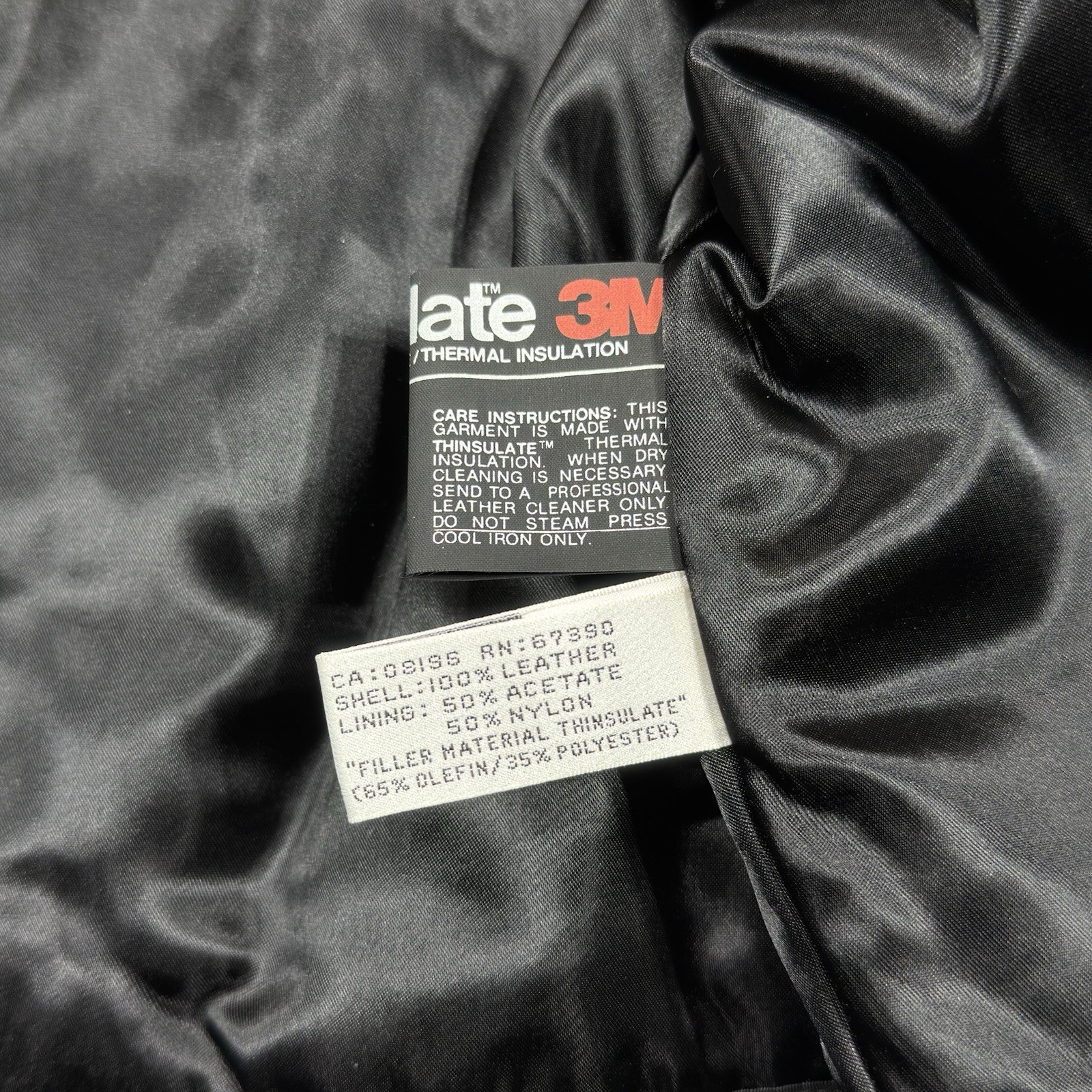 VTG LP Uomo Black Leather Flight Bomber Jacket Mens Large 3M Thinsulate Liner