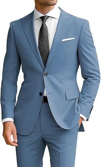 Men’s 2Pcs Suit Slim Fit Suits for Men Two Button Blazer Formal Business Jacket
