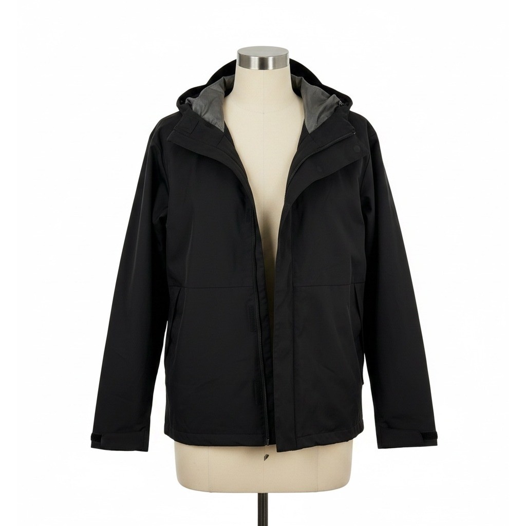Swiss Tech Mens Hooded Softshell Rain Jacket Black Large