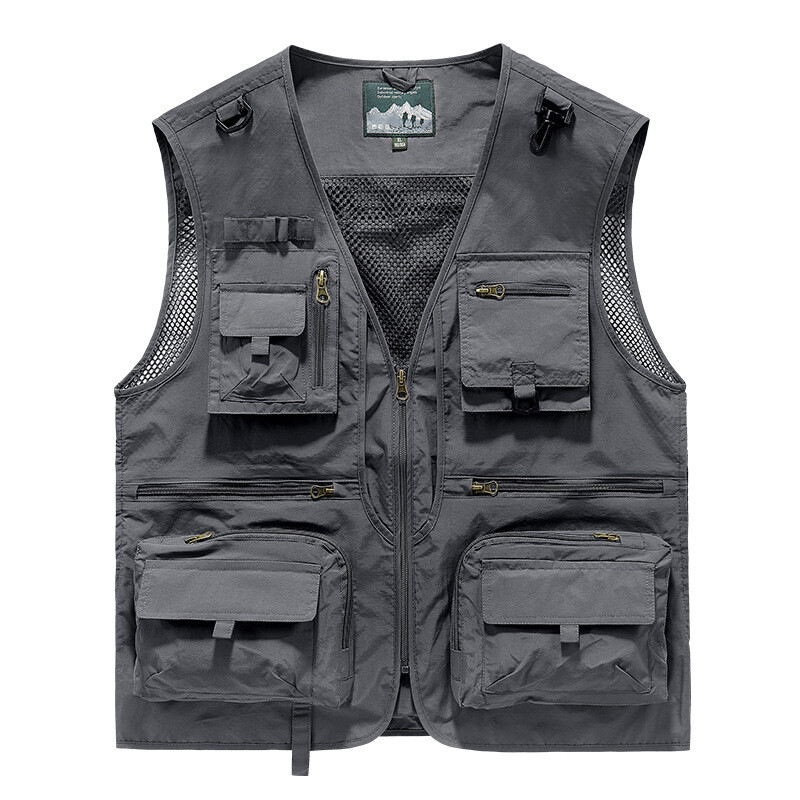 Mens Vest Waistcoat Utility Multi-Pocket Fishing Vest Sports Workwear Fisherman