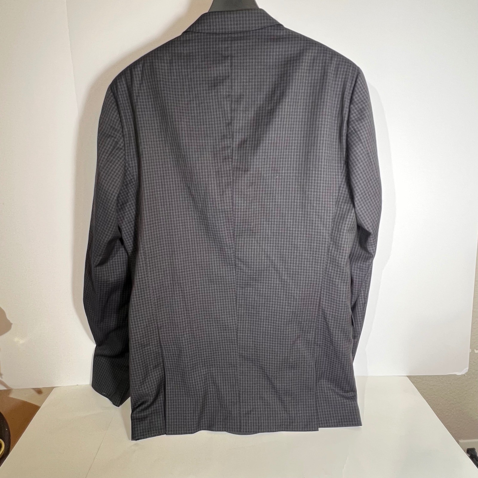 Hugo Boss Mens Gray Checkered Two Button Sport Coat Blazer Jacket
