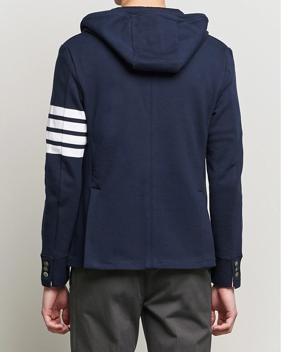 Thom Browne 4 Bar Striped Preppy Royal Hoodie Sport Coat Jacket Blazer Slim Fit