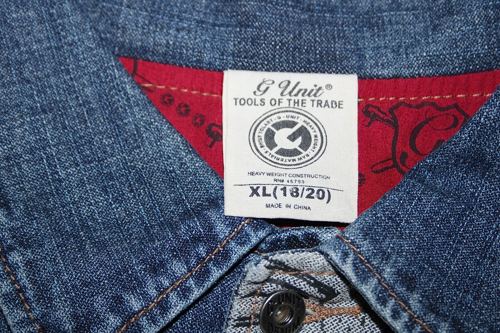 NEW G-Unit Men’s Denim Jacket Blue Jean Tools Of The Trade VTG Pit to Pit : 22″