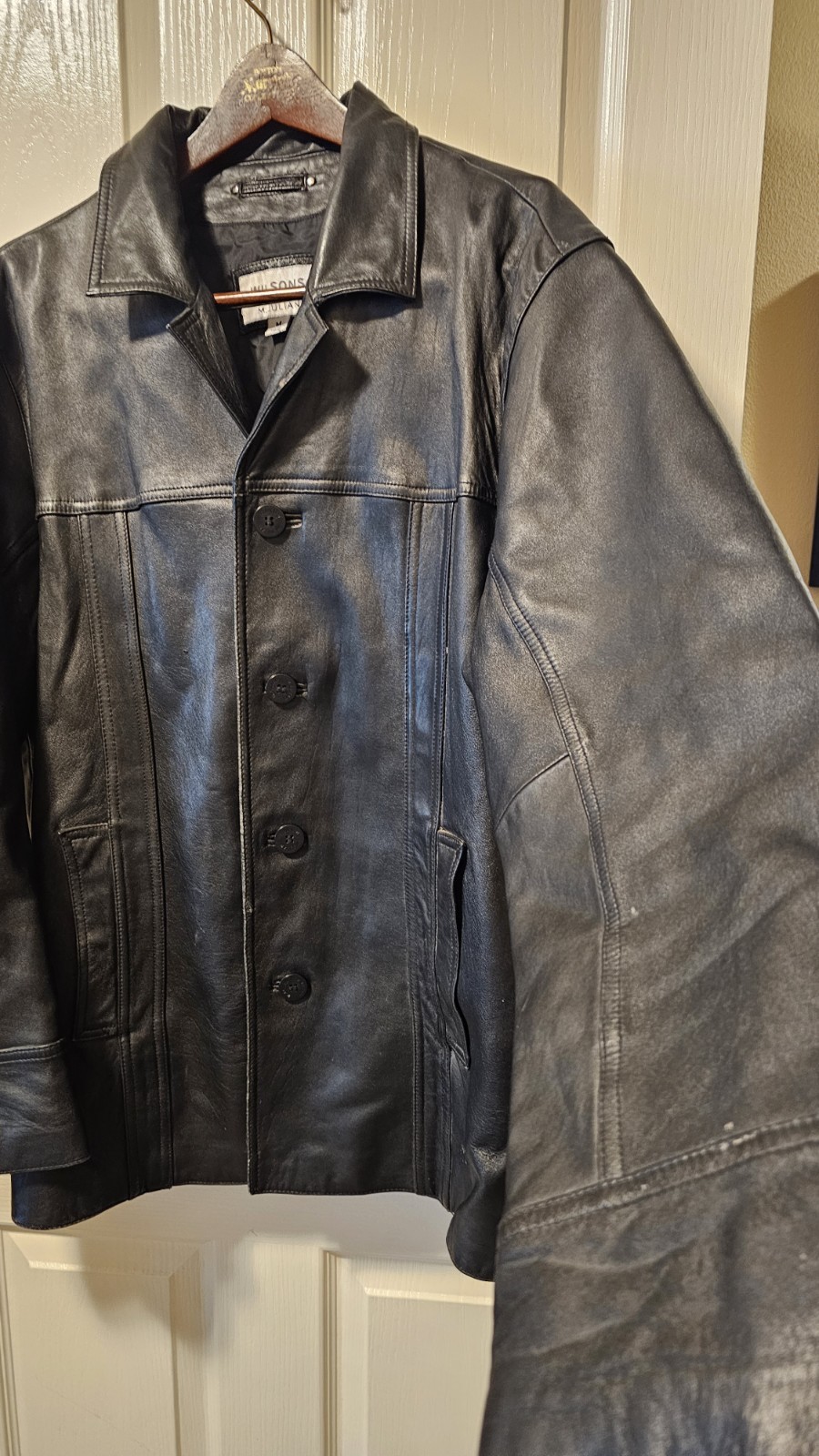 Wilsons Vinrage Leather Medium M Men’s Classic Four-Button Leather Jacket Blazer