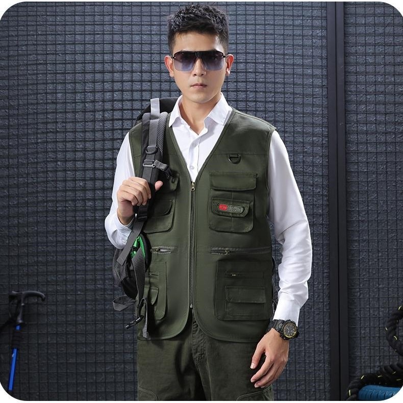Multi Pocket Cargo Vest Mens Utility Fishing Hiking Outdoor Gilet Waistcoat Tops