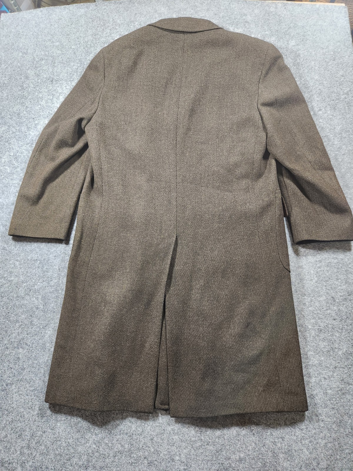 VTG Ermenegildo ZEGNA Overcoat Men 44 EU 54 Brown Herringbone Tweed Long Jacket
