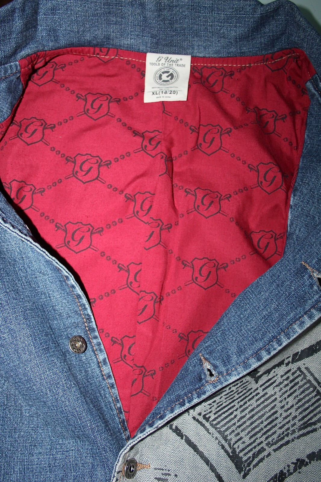 NEW G-Unit Men’s Denim Jacket Blue Jean Tools Of The Trade VTG Pit to Pit : 22″