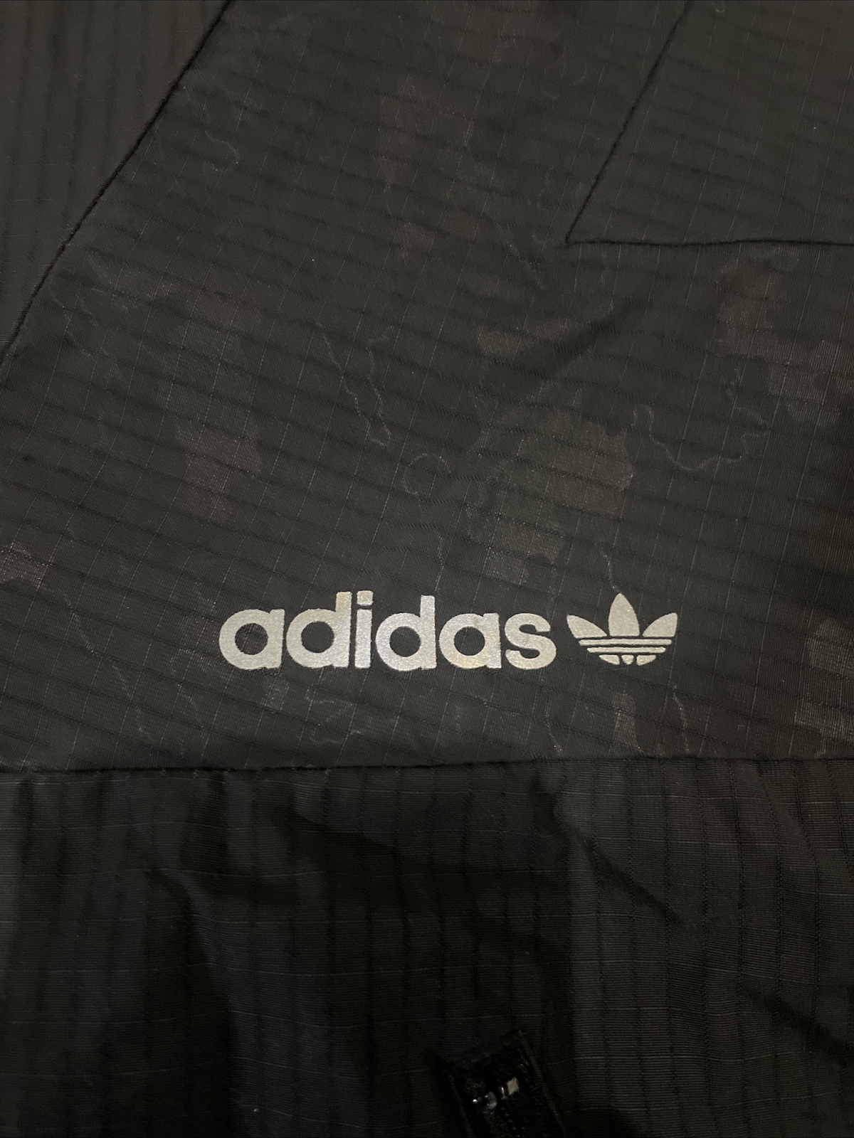 Adidas Originals Nero Camo Hooded Windbreaker Size M Black 1/4 Zip