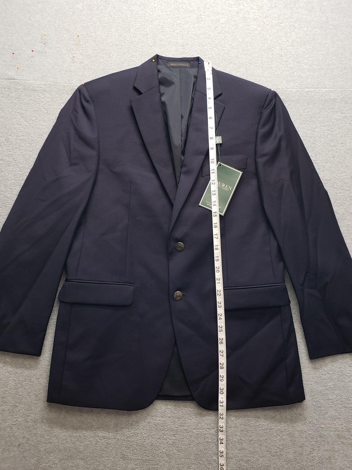 Lauren Ralph Lauren Men Blazer Jacket 38R Navy Blue Two Button Pockets Business