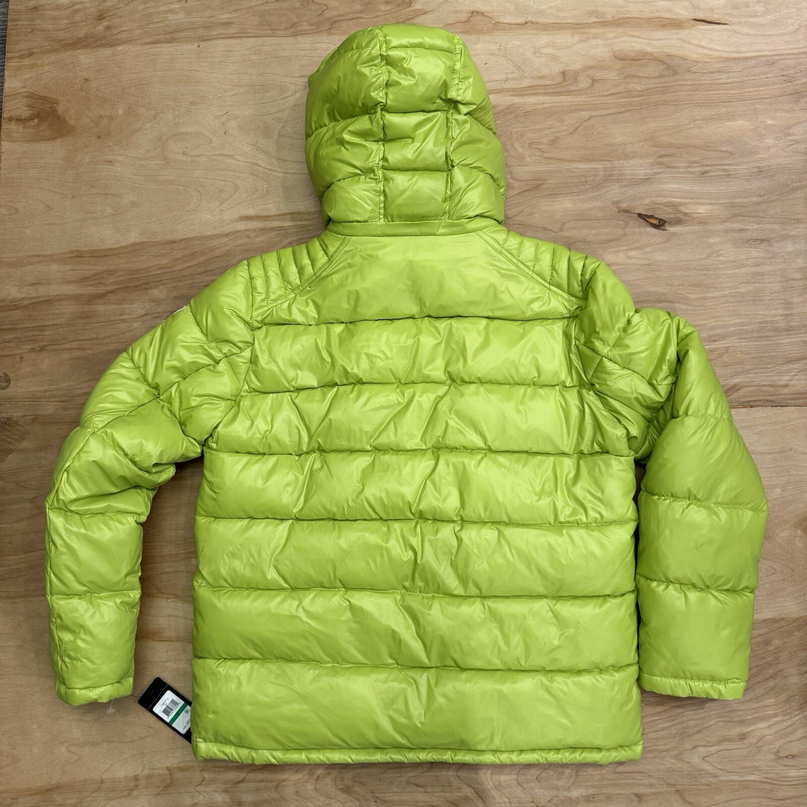 NEW GUESS Men’s Puffer Jacket Removable Hood Lime Lined Insulated Size Large