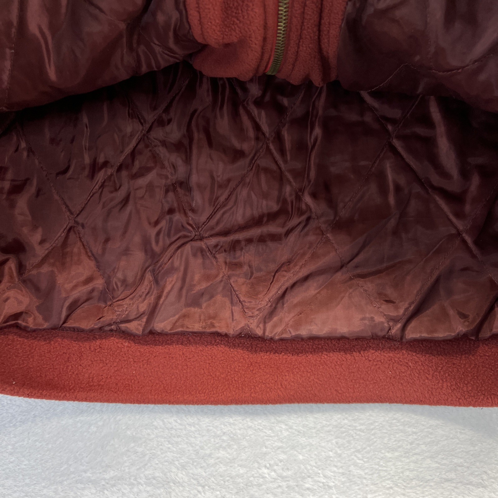 P.G. Field Vest Men XL Rust w/ Brown Trim Front Zip Lined Drawstring Bottom
