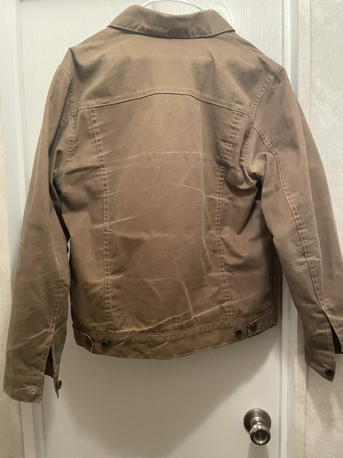 Flint and Tinder Flannel Lined Waxed Trucker Jacket Field Tan – Size Small