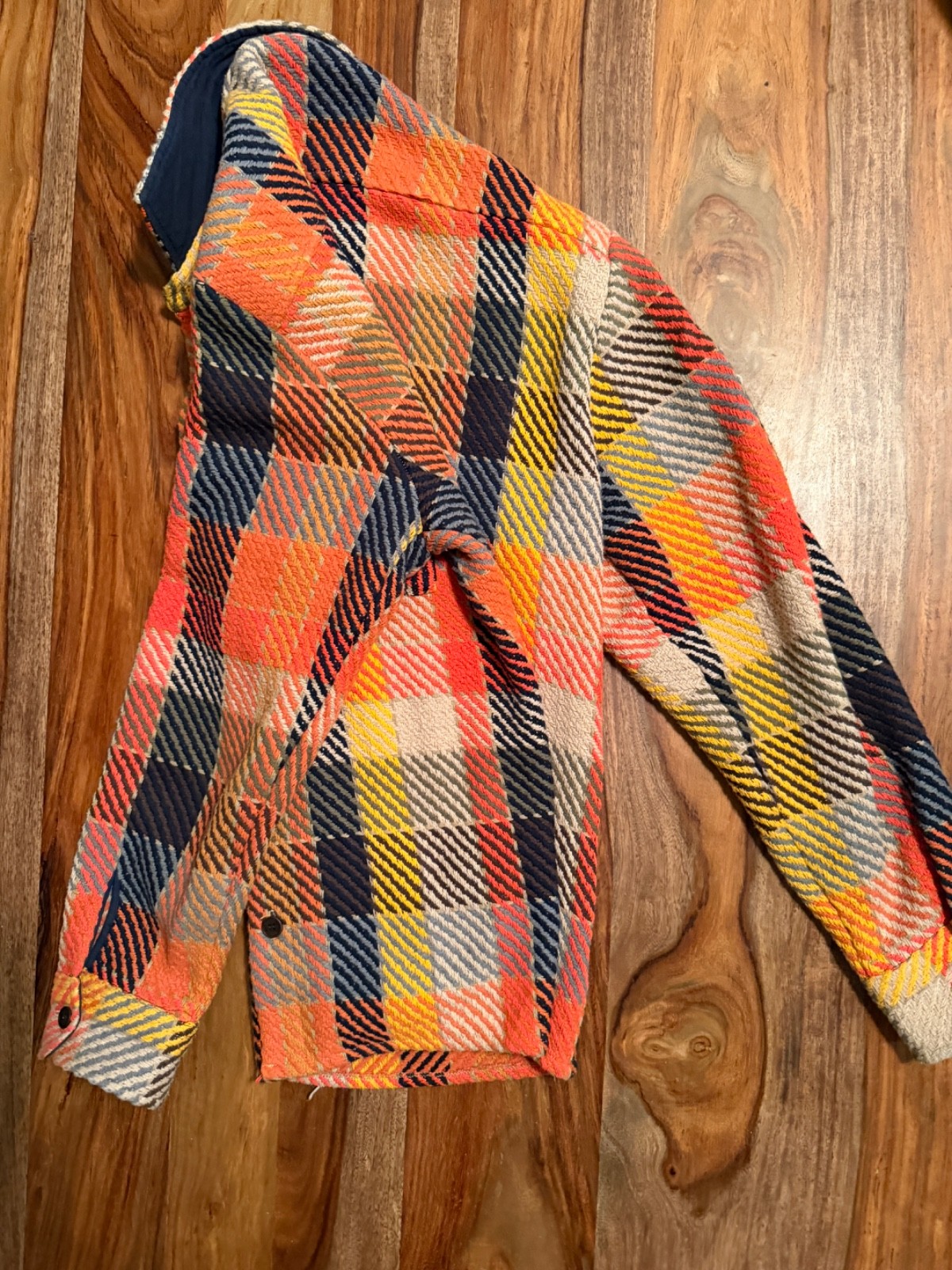 Wax London: Whiting – Orange Pike Check Overshirt (Large)