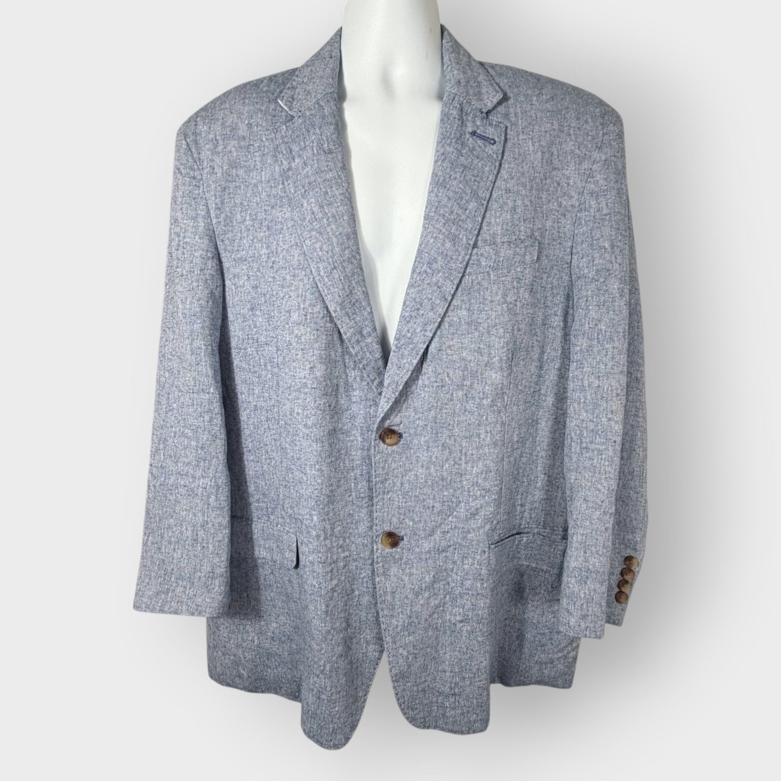 Club Room Luxury Blue Linen Blazer XXL Two Button Double Vent Beach Wedding
