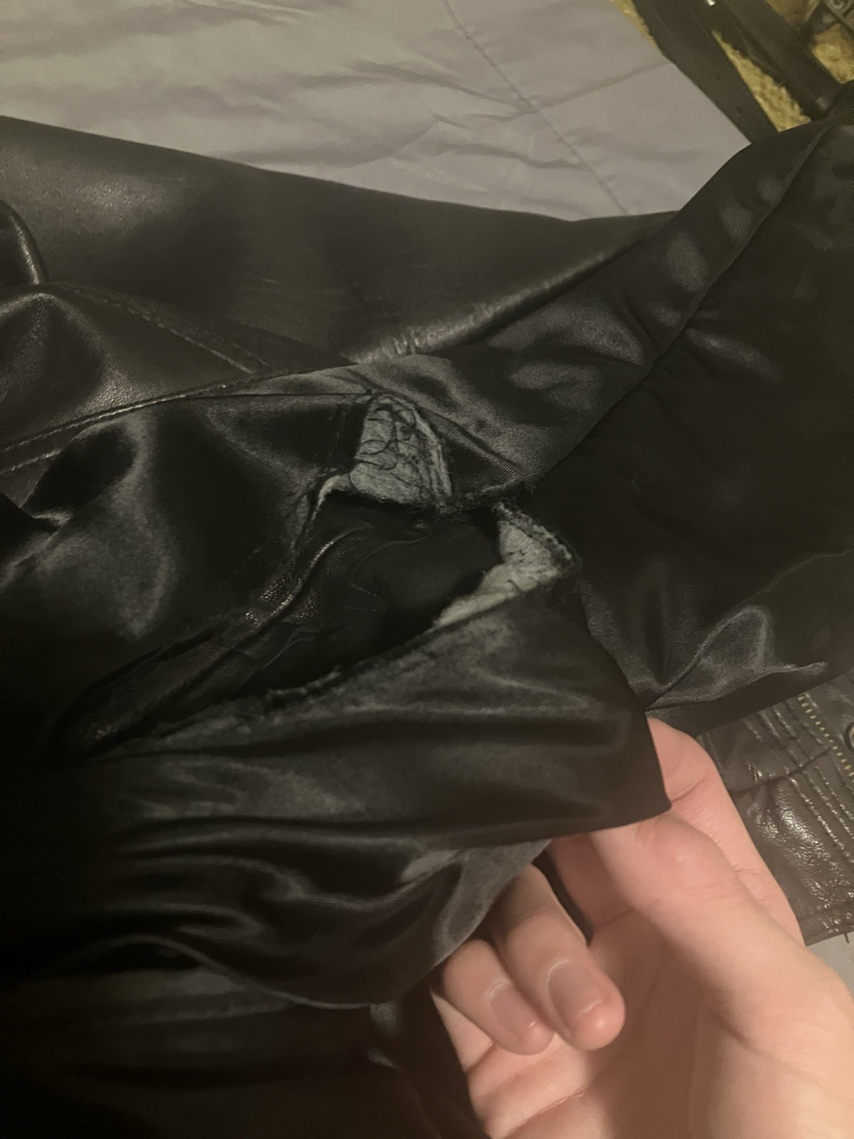 Vintage Midway Genuine Leather Bomber Jacket Black 1990s Y2K