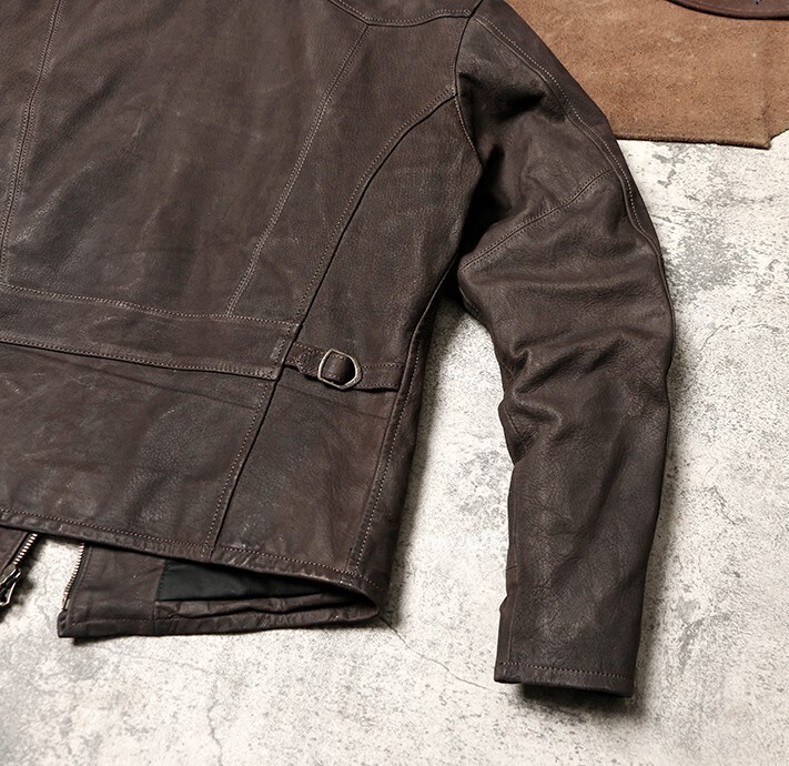 Mens Vintage Style Washed Distressed Nubuck Goatskin Leather Jacket Matte Casual