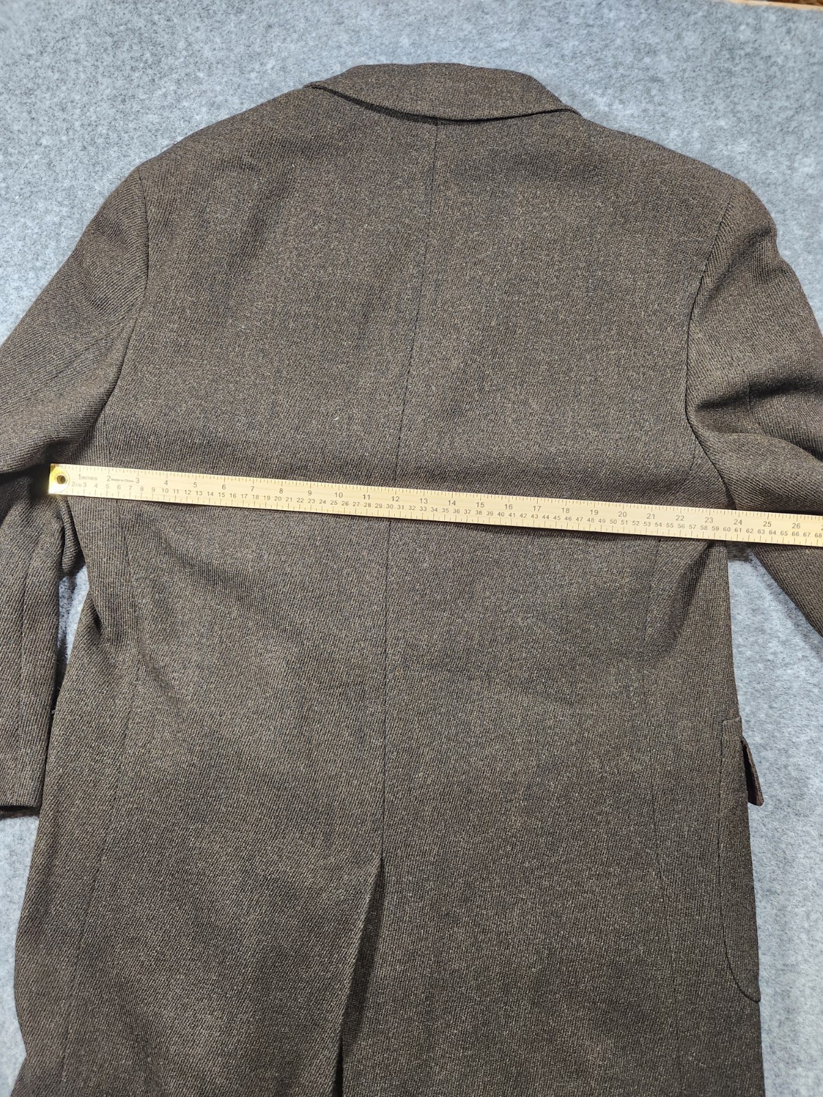 VTG Ermenegildo ZEGNA Overcoat Men 44 EU 54 Brown Herringbone Tweed Long Jacket