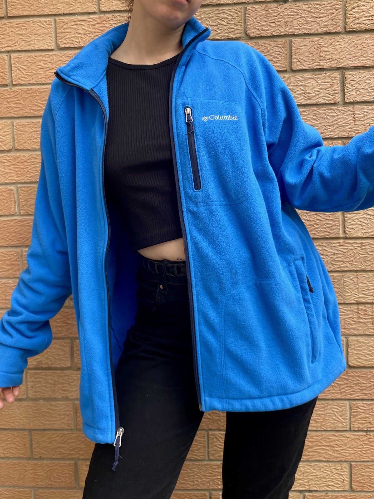 Columbia Sportswear Full Zip Fleece Jacket Bright Blue Size L Unisex Outdoor