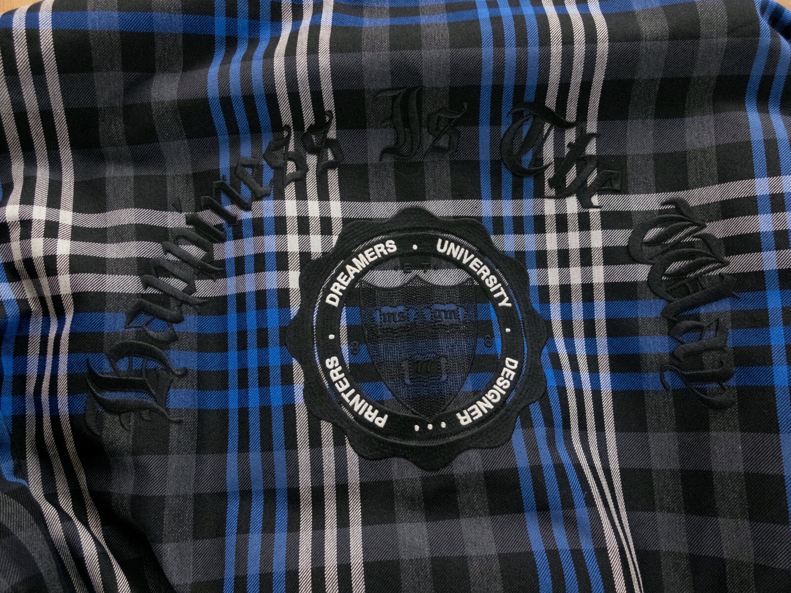 (NO CUSTOMS TAX) MSGM Milano gray & blue plaid puffer bomber jacket Size Large