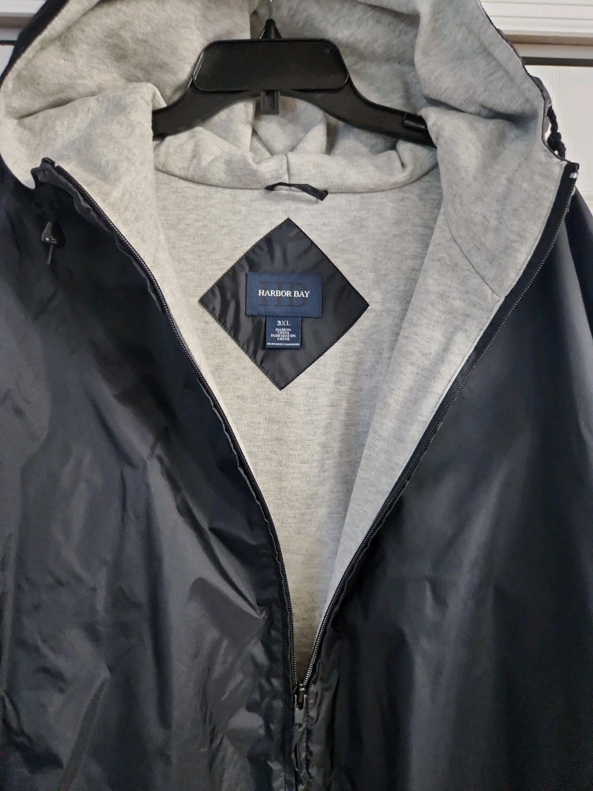 Harbor Bay (3XL-60″Chest)Mens Full Zip/Windbreaker Lined Hooded Black Jacket VGC