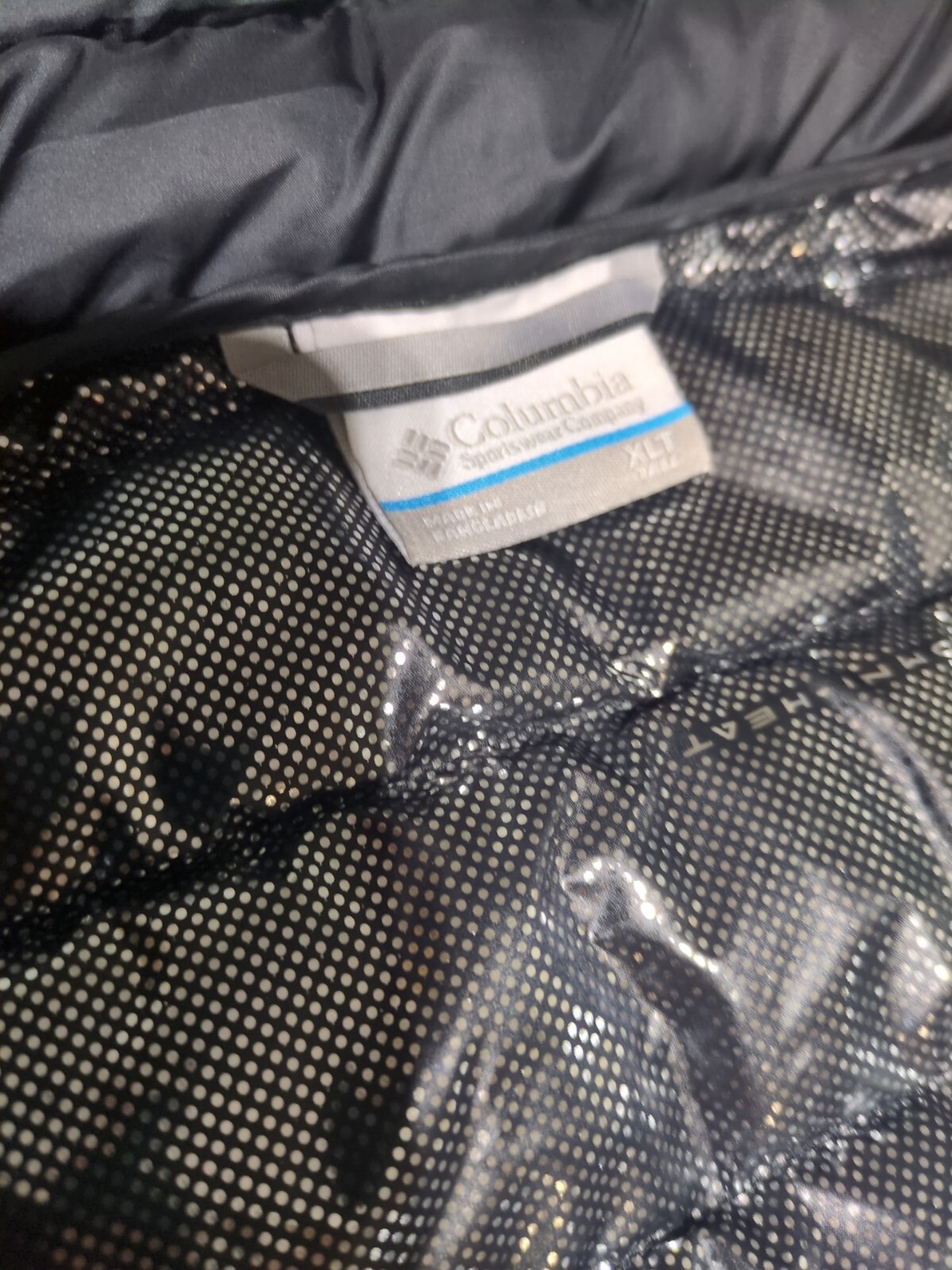 MENS Columbia White Out Omni Heat SILVER DOT Puffer Jacket Black Sz XL Tall XLT