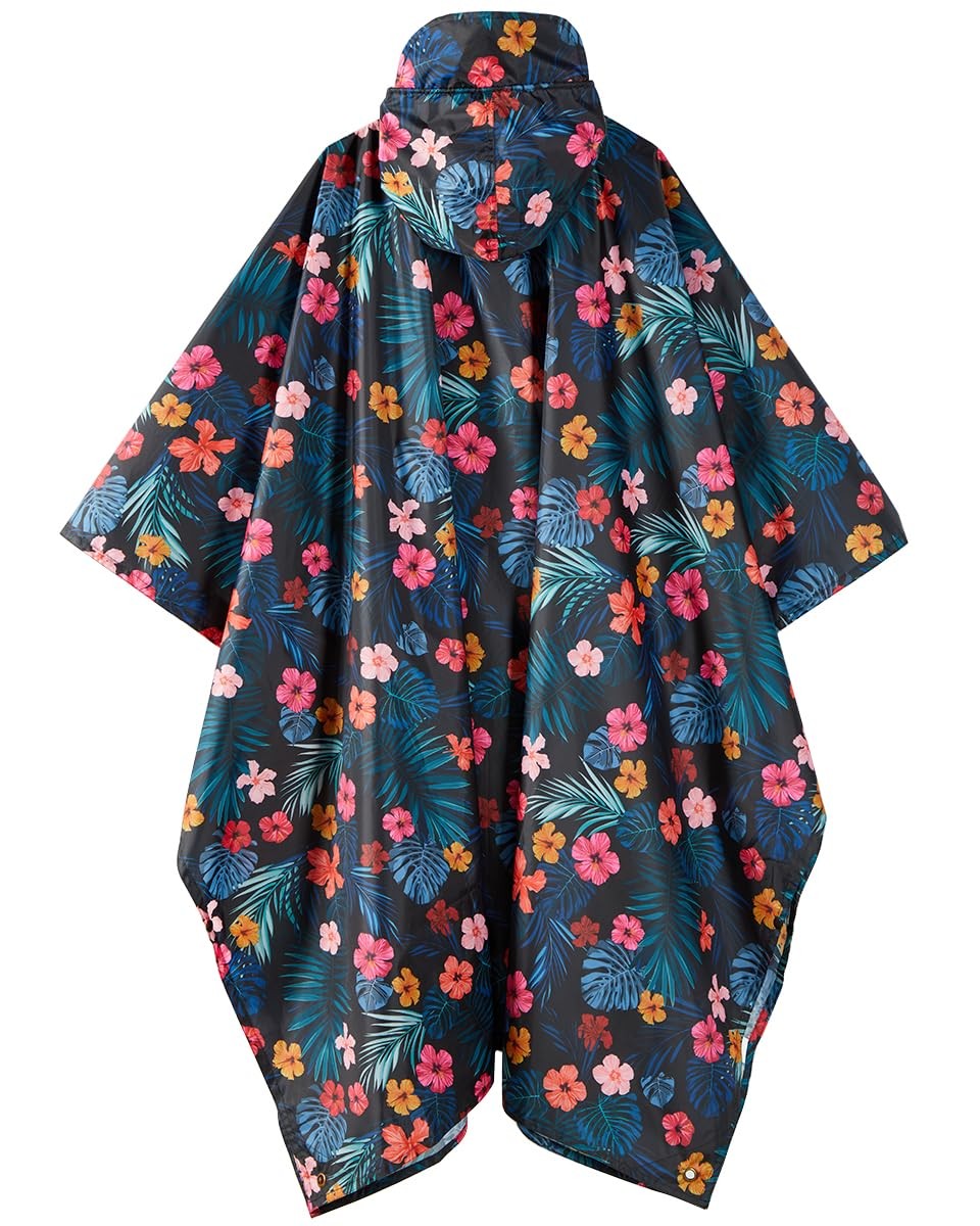 Hooded Rain Poncho Waterproof Raincoat Jacket Men Women Adults Pocket Travel