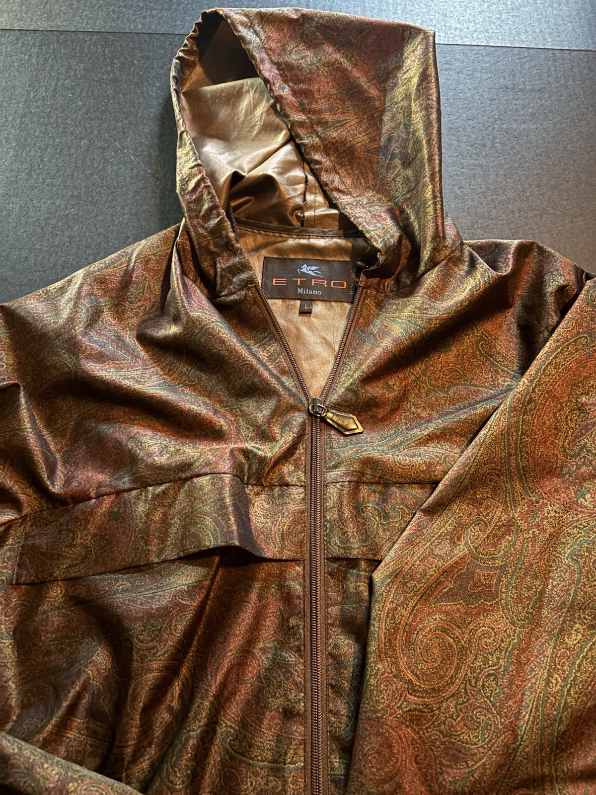 ETRO Unisex Adults Paisley Hooded Full Zip Windbreaker Jacket Polyester L