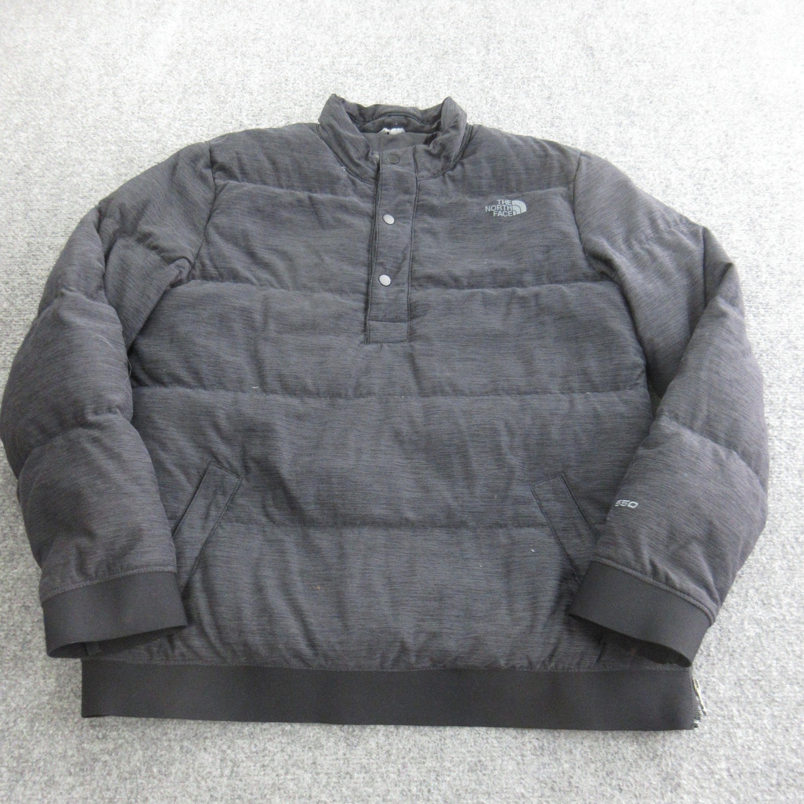 The North Face Jacket Mens Small Gray 550 Down Pullover Snap Puffer Insulated
