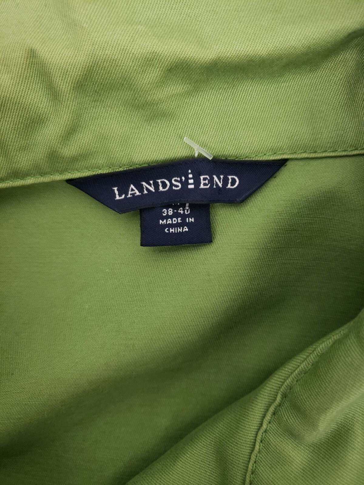 Lands End Jacket Mens M Green Cotton Full Zip Lightweight Casual