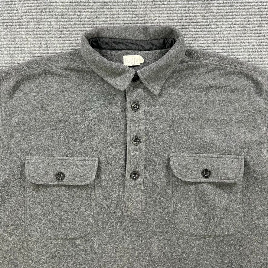 J Crew Oarman Shacket Shirt Jacket Men Medium Gray Pullover Four Button USA Made