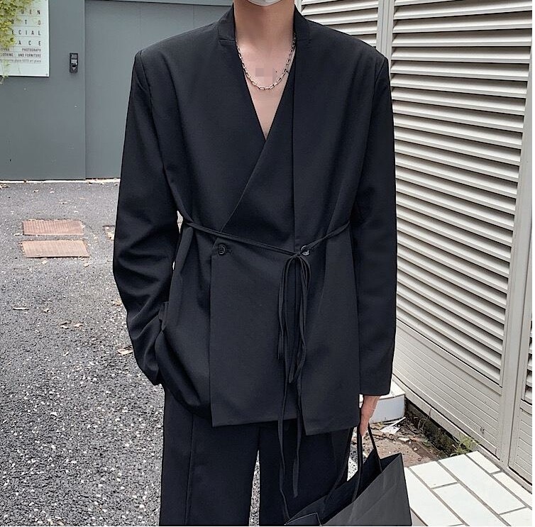 Hot Men’s Fashion V Neck Long Sleeve Loose Suit Coats Jacket Tops Party Prom New