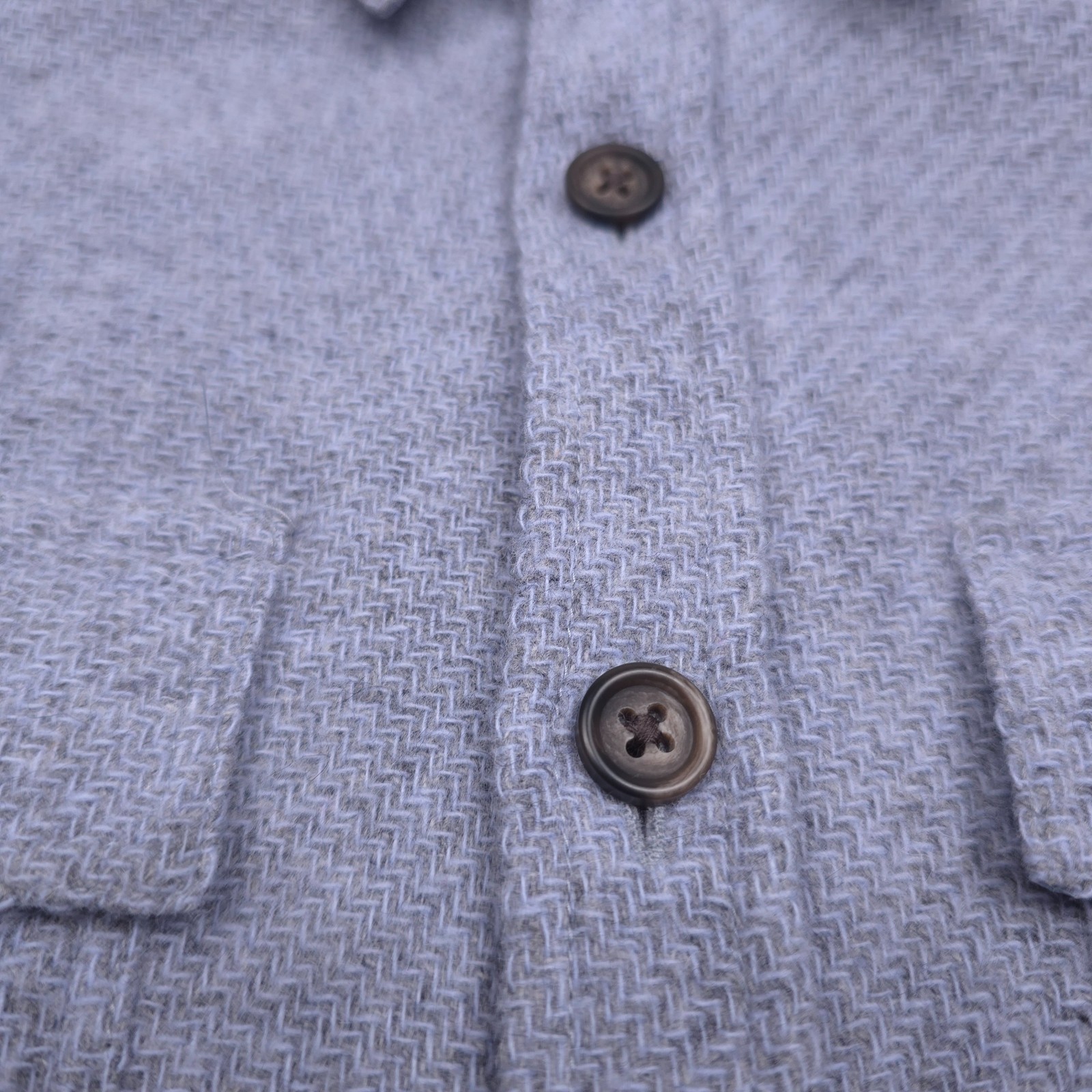 Bloomingdales Wool Overshirt Jacket Mens XL Stone Wash Blue Gray Button Up