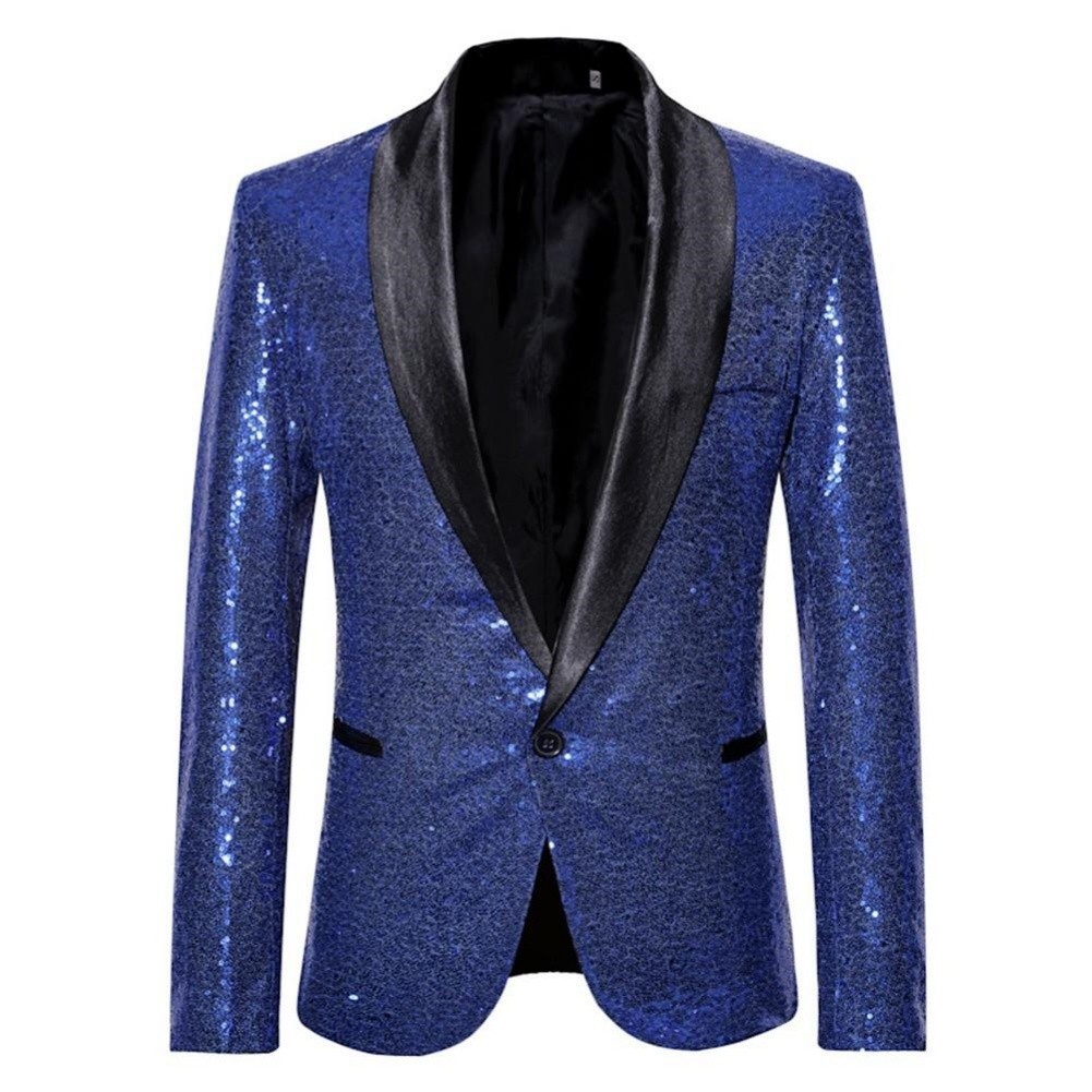 Mens Glitter Blazer Jacket Party Suit Coat Nightclub Tuxedo Style Gentleman