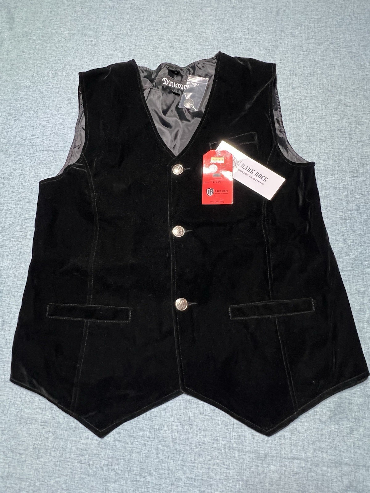 NeW Dark Rock Goth Gothic Steampunk Black Velvet Vest Wedding Prom Waistcoat