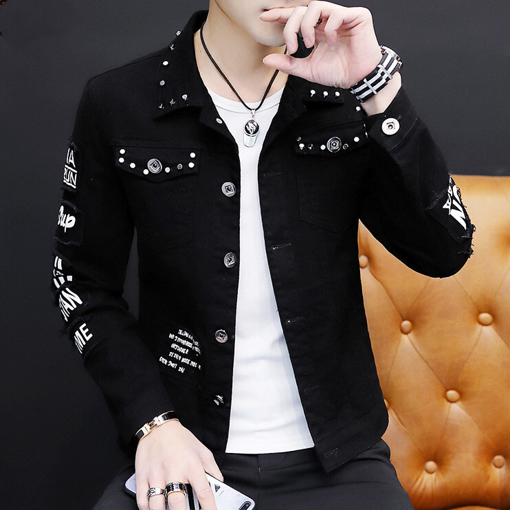 Spring And Autumn Jeans Coat Men’s Korean-style Fashion Students Handsome Jacket
