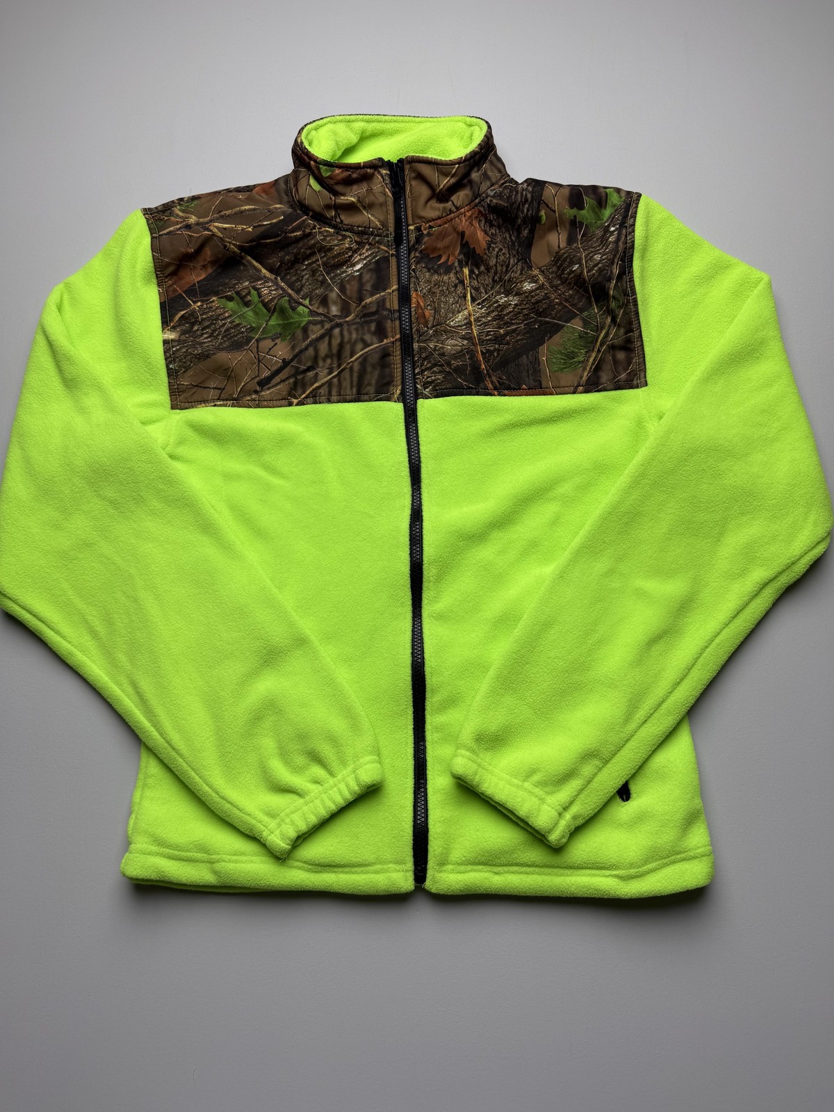Trail Crest Jacket Mens Medium Green Fleece Camo Full Zip Hunting Outdoor
