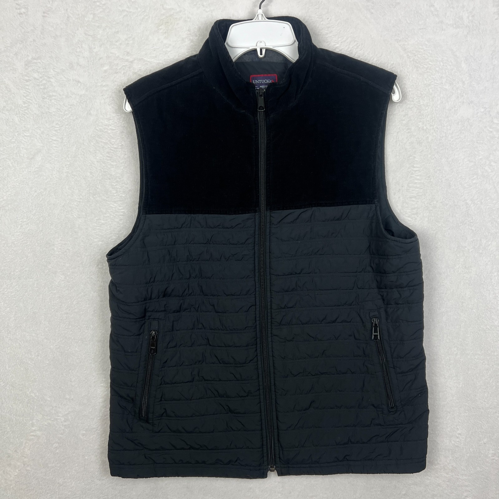 Untuckit Flannel Lined Vest Jacket Mens Medium Quilted Corduroy Full Zip