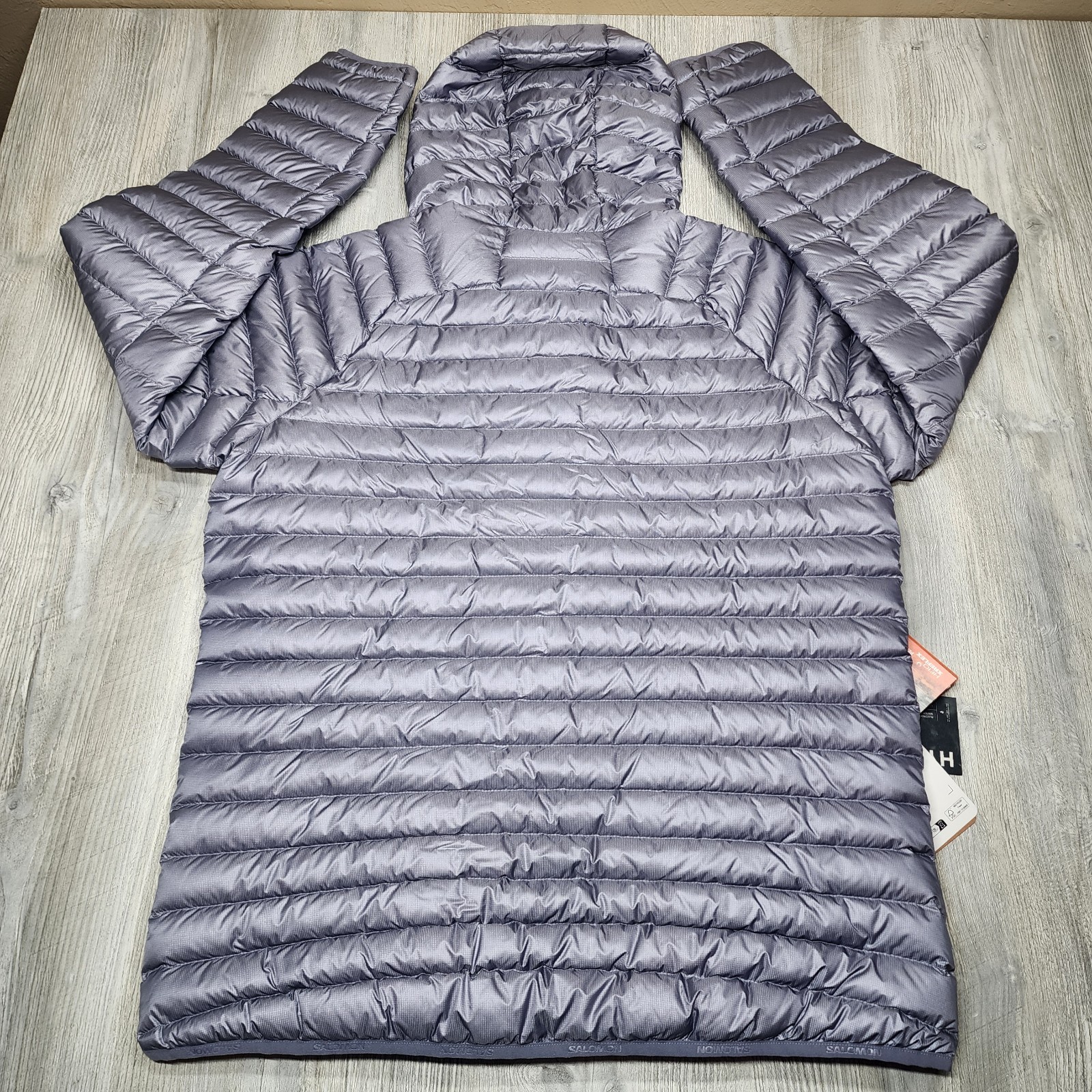 Salomon Elixir Micro Down Jacket 800 Fill Blue Granite Grey Mens Size L New