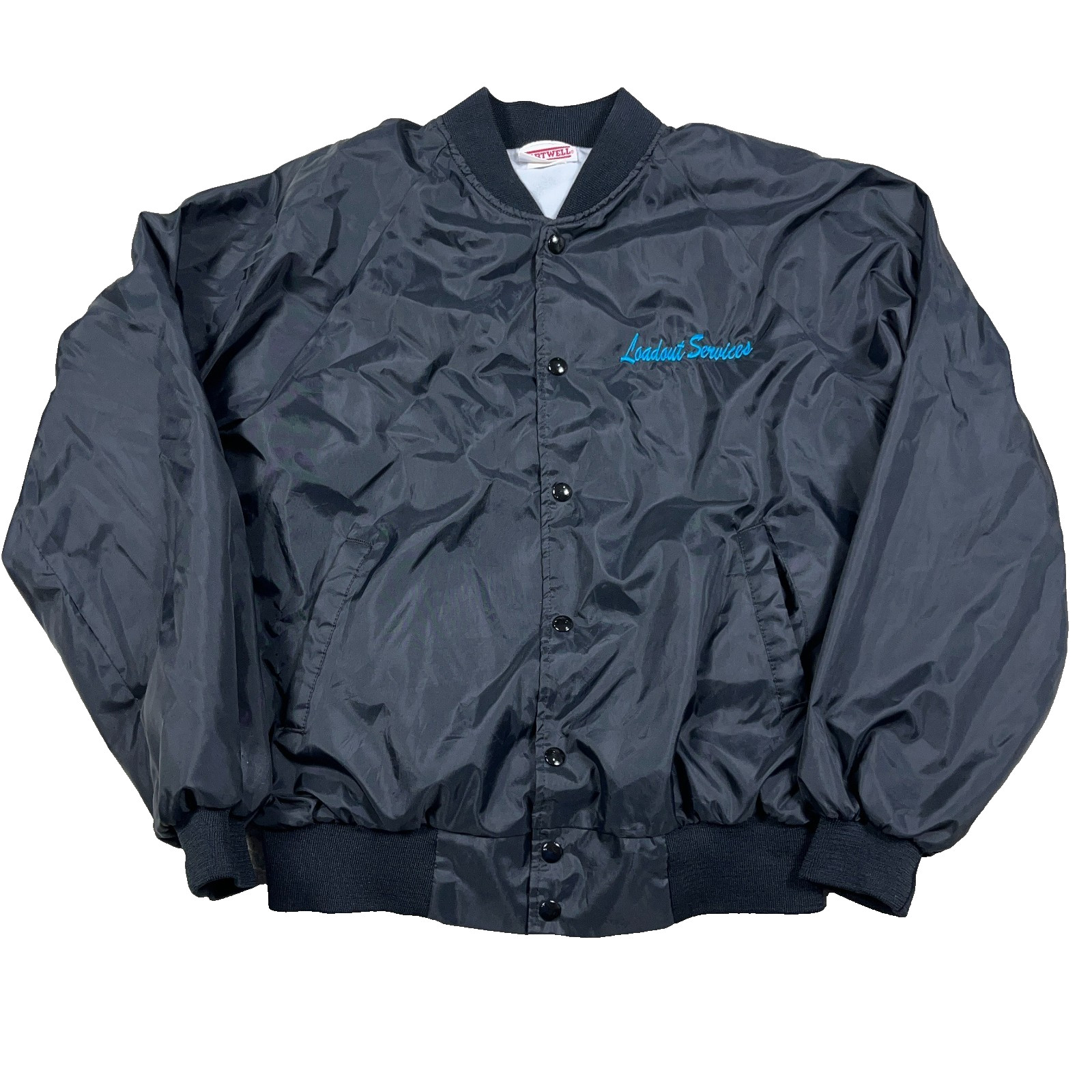 Vintage Satin Jacket Men Large Black Bomber Made In USA 80s 90s Lined Hartwell