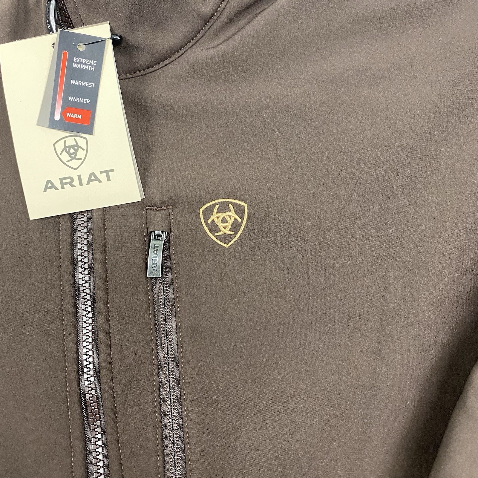 Ariat Logo Softshell Jacket Mens XXL Brown Full Zip Conceal Carry Wind Resist