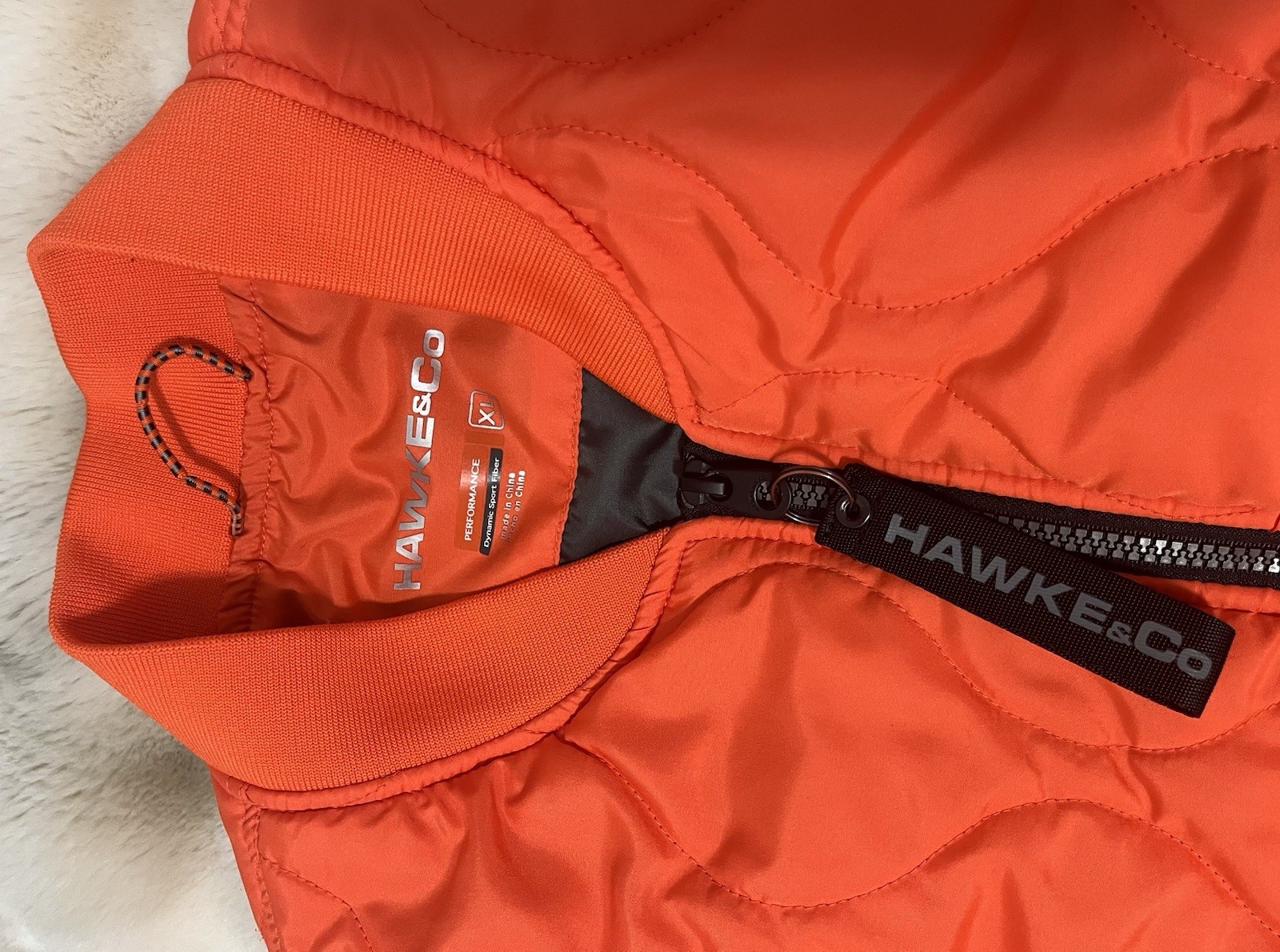 Hawke & Co Men’s Orange Quilted Full Zip Jacket Stand-Up Collar XL