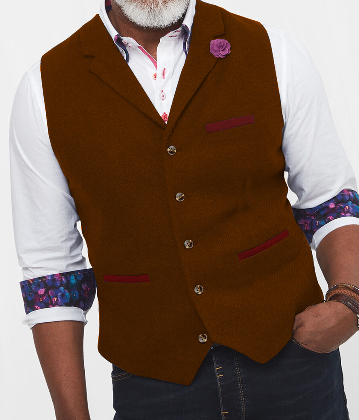 Business Men Herringbone Wool Waistcoat Tweed Vest Wedding Vintage Retro Hunting