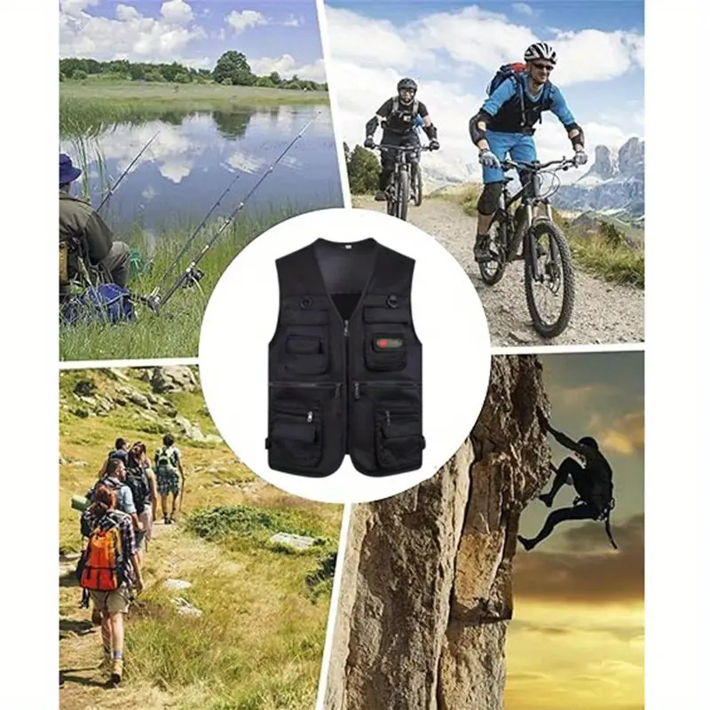 Mens Cargo Multi Pocket Utility Vest Fishing Hiking Camping Gilet Waistcoat Tops