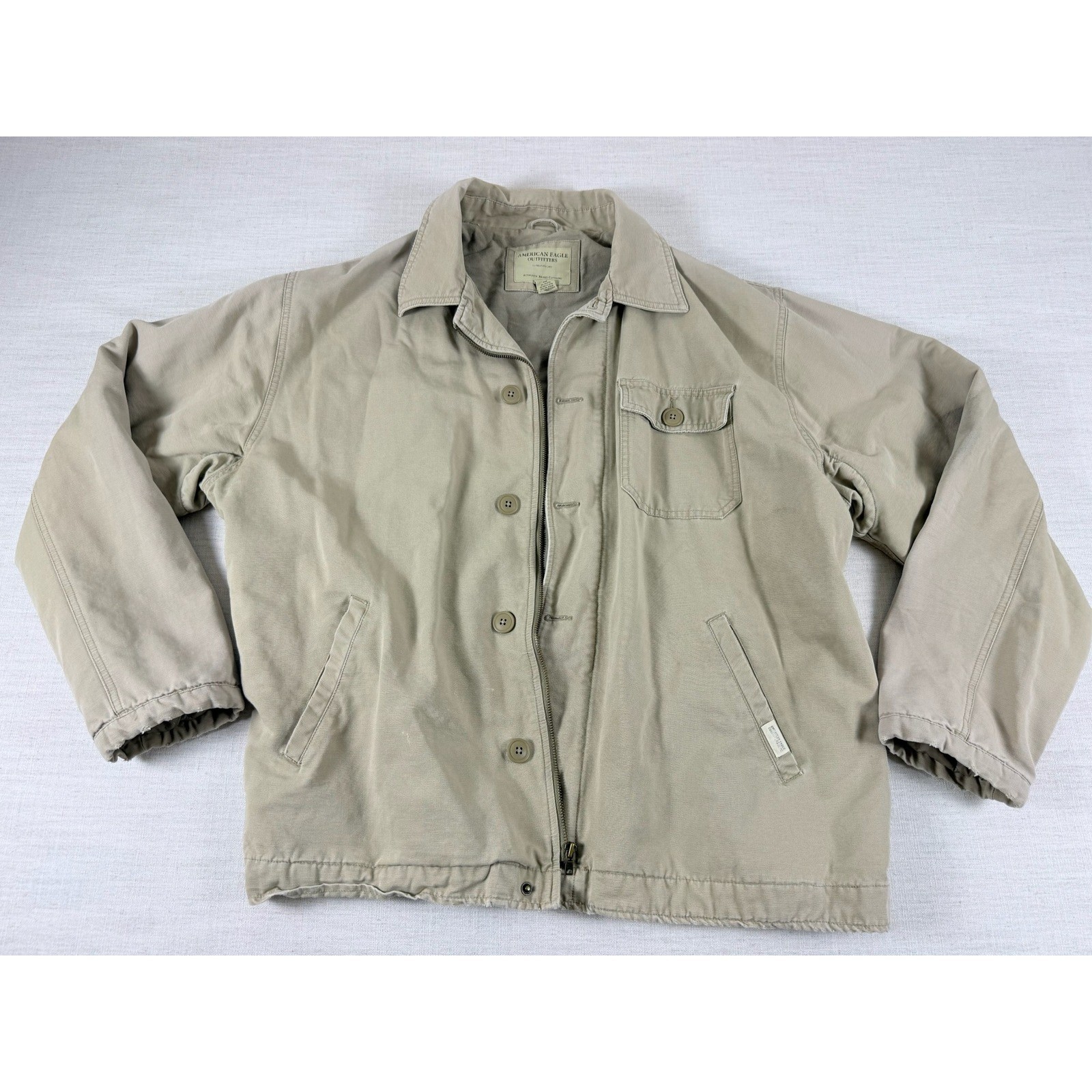 American Eagle Outfitters Mens XXL Khaki Tan Cotton Workwear Jacket RN 54485