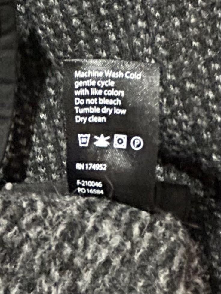 Flint and Tinder Wool Blend Over-Shirt Men’s Medium Black Gray Charcoal