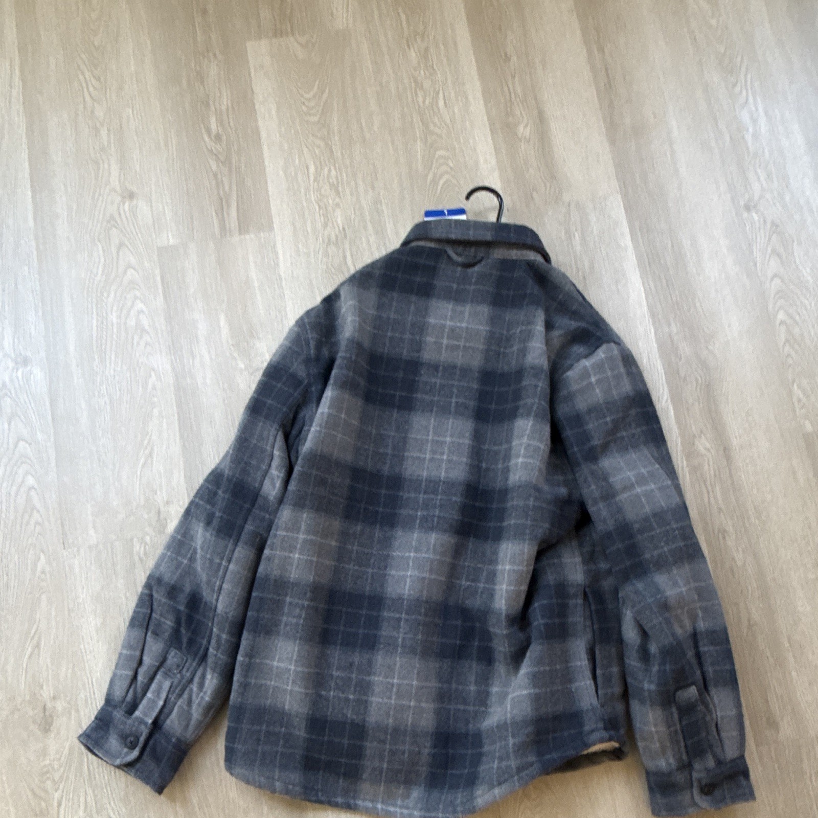 JACHS New York Men’s Plaid Shirt Jacket Shacket Gray/Blue L Button Front