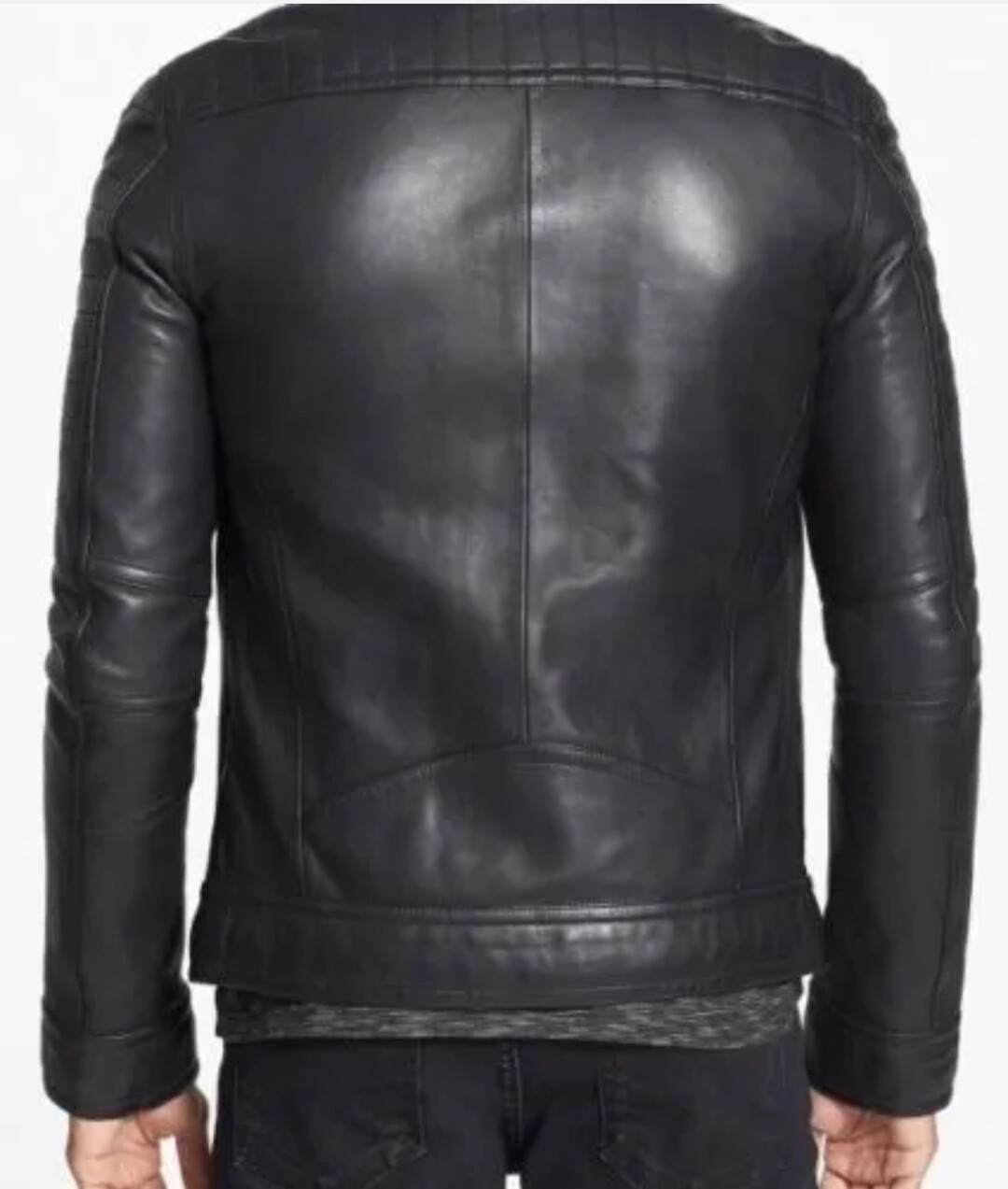 Black Men’s Genuine 100% Lambskin Leather Jacket Biker Motorcycle Slim Fit